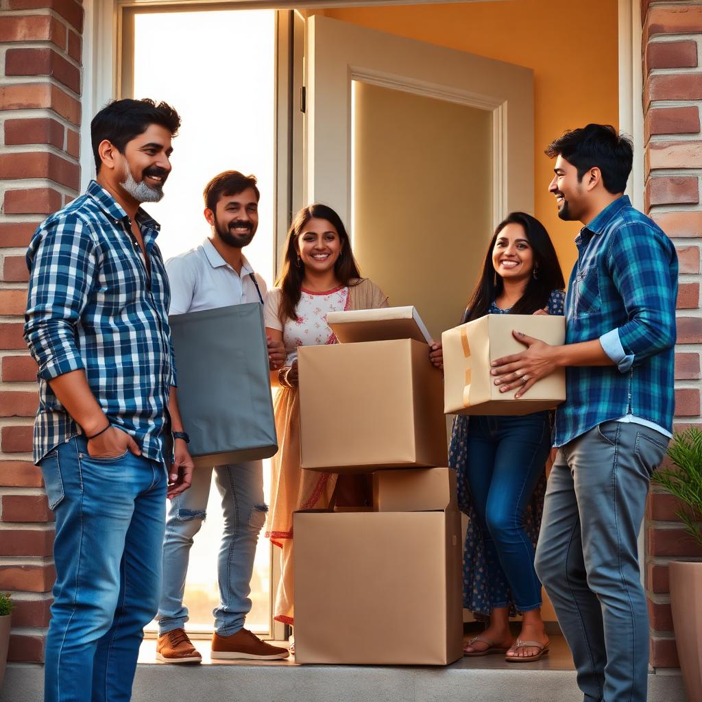 Family receiving delivery