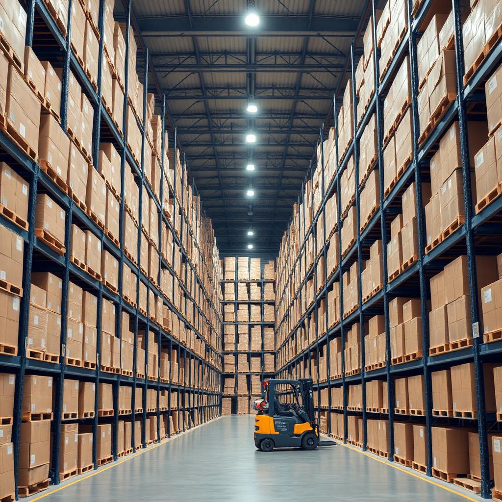 Warehouse aisle with racks